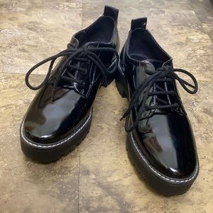 Zara Faux Patent Leather Derby Shoes/Loafer, 8